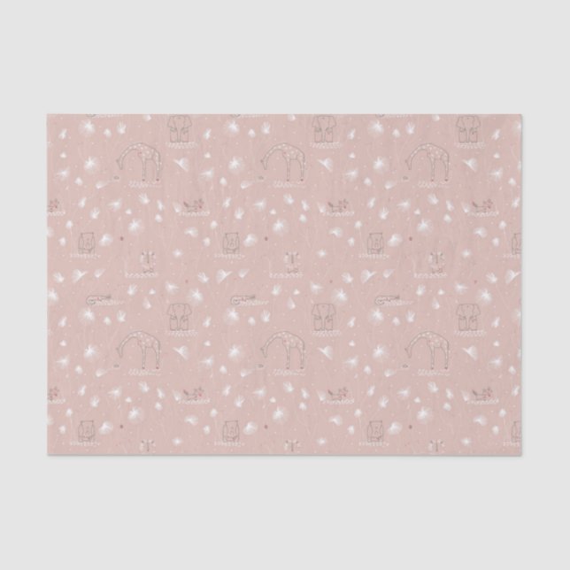 Papier Mousseline motif montrant les animaux mignons de jungle de (Recto)