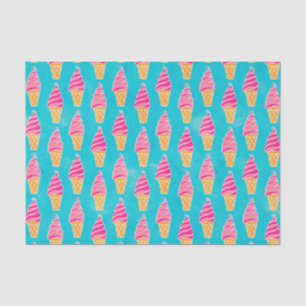 Papier Mousseline Motif mou de cornets de crème glacée de fraise