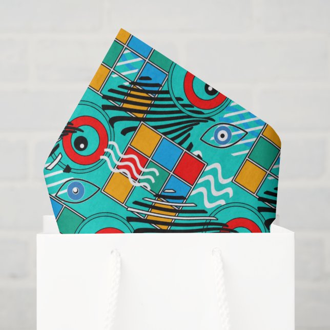 Papier Mousseline Motif multicolore abstrait créatif moderne (Sac cadeau)