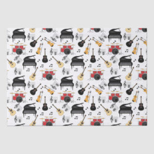 Papier Mousseline Motif Music Instrumen