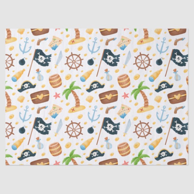 Papier Mousseline Motif Nautique À Thème Pirate Cute  (Recto)