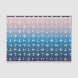 Papier Mousseline Motif nautique bleu d'ancre du rose de gradient