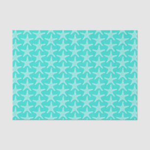 Papier Mousseline Motif Nautique d'Été Plage Étoile de Mer Turquoise