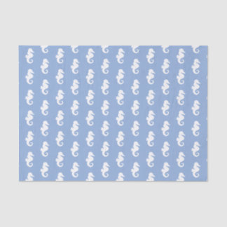 Papier Mousseline Motif nautique d'hippocampe de bleu de ciel