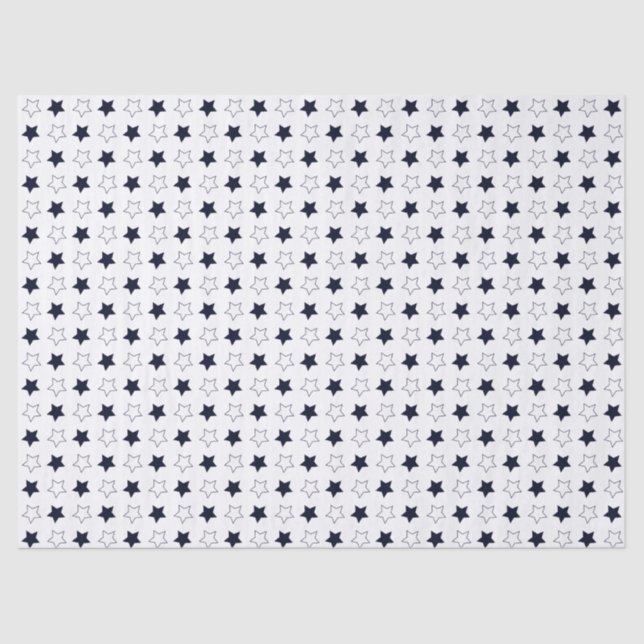 Papier Mousseline Motif neutre masculin blanc et noir étoile (Recto)