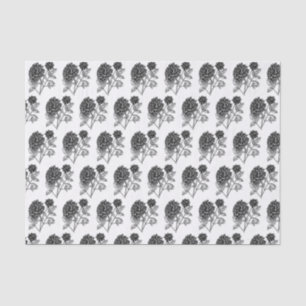 Papier Mousseline Motif noir et blanc Dahlia