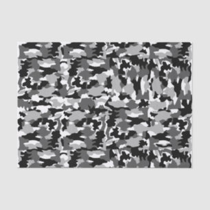 Papier Mousseline Motif noir et blanc de camouflage d'armée