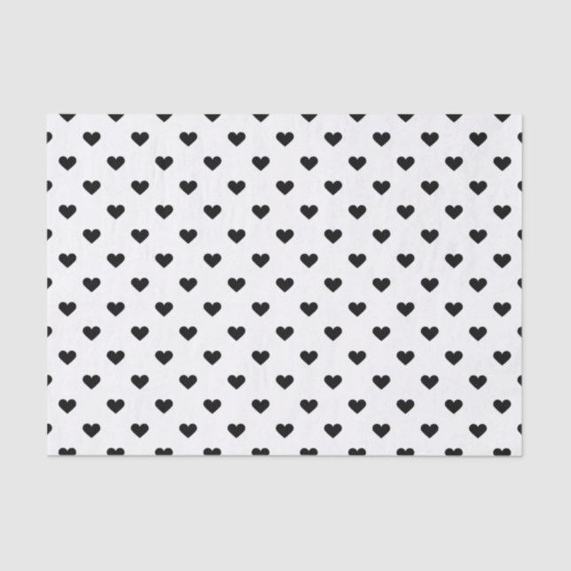 Papier Mousseline Motif noir et blanc de coeur (Recto)