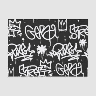 Papier Mousseline Motif noir et blanc de graffiti