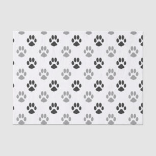 Papier Mousseline Motif noir et blanc mignon d'empreintes de pattes