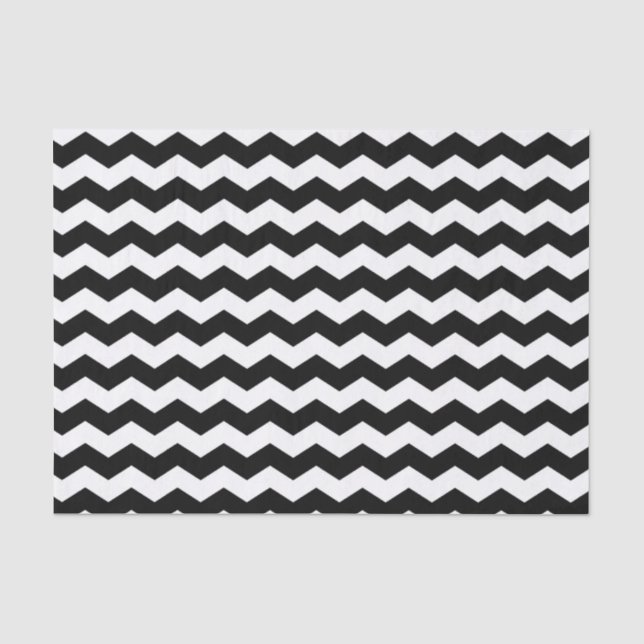 Papier Mousseline Motif noir et blanc moderne Chevron Zigzag (Recto)