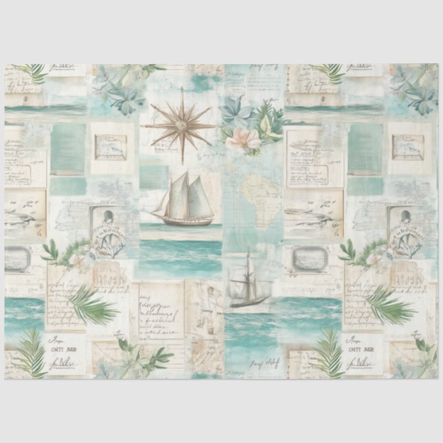 Papier Mousseline Motif Ocean Breeze (Recto)