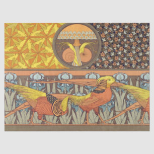 Papier Mousseline Motif oiseau de la nature Art nouveau français vin