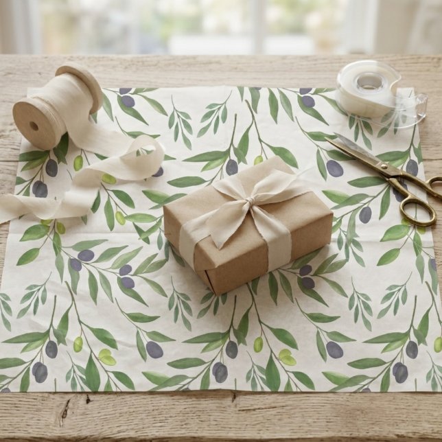 Papier Mousseline Motif olivier de style provençal (Créateur téléchargé)