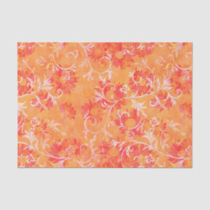 Papier Mousseline Motif orange de damassé