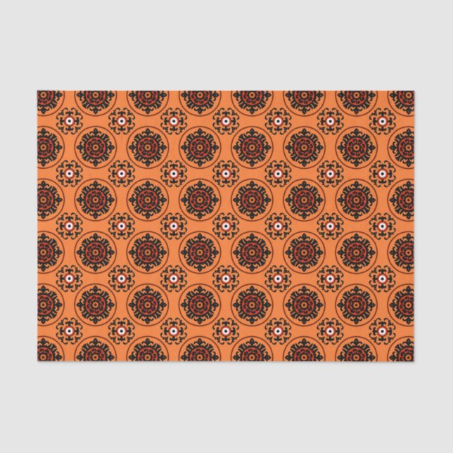 Papier Mousseline Motif orange de Suzani (Recto)