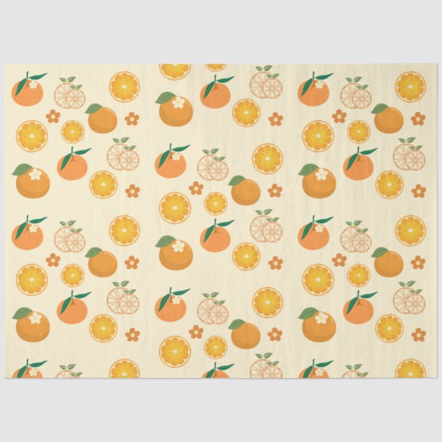 Papier Mousseline Motif Oranges (Recto)