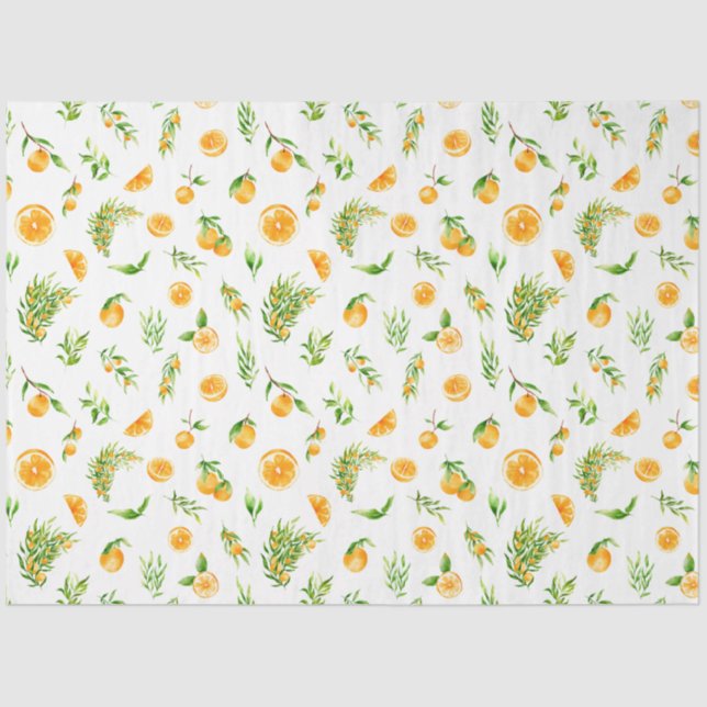 Papier Mousseline Motif oranges et feuillage (Recto)