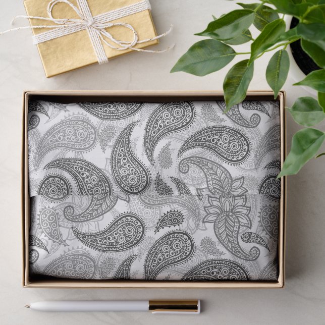 Papier Mousseline Motif Paisley  (Cadeau)