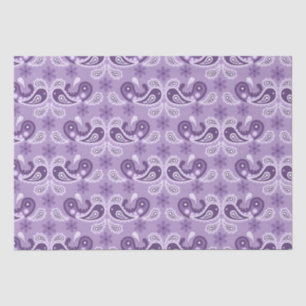 Papier Mousseline Motif Paisley Violet et Blanc Shabby Chic