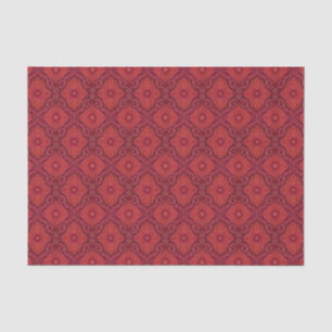 Papier Mousseline motif "Palatial floral" aux couleurs rouge et marr