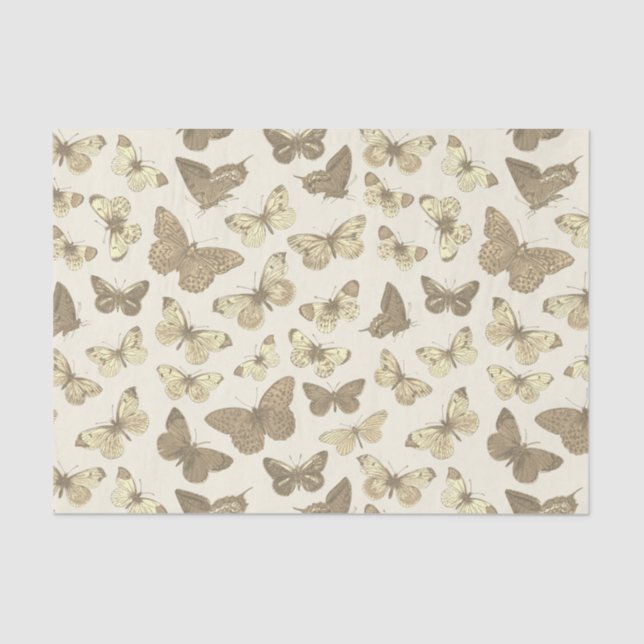 Papier Mousseline Motif papillon beige joli pour fille (Recto)