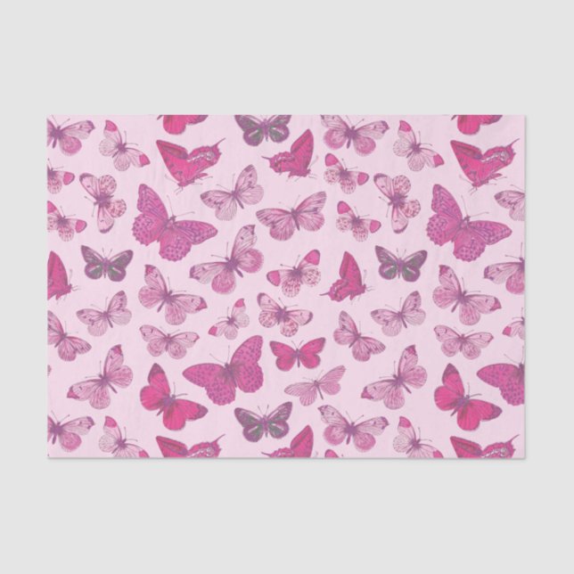Papier Mousseline Motif papillon rose féminin mignon  (Recto)