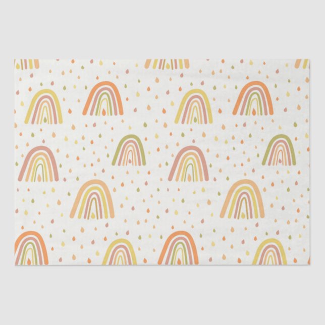 Papier Mousseline Motif Pastel Orange and Yellow Boho Rainbows (Recto)