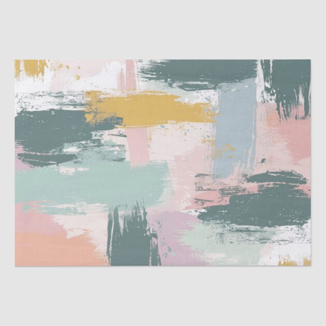 Papier Mousseline Motif Pastel Paint Strokes (Recto)