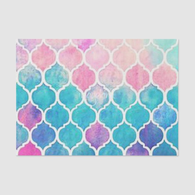Papier Mousseline Motif Pastel Quatrefoil (Recto)