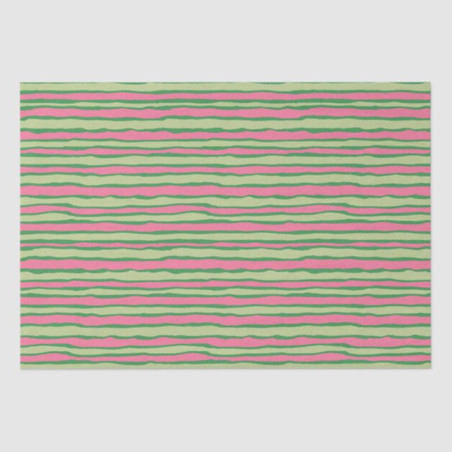 Papier Mousseline Motif pastèque rose et vert aquarelle (Recto)