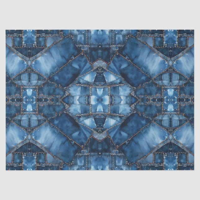 Papier Mousseline Motif Patchwork Denim - Ava (Recto)