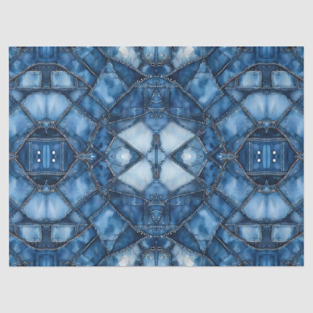 Papier Mousseline Motif Patchwork Denim - Olivia (Recto)