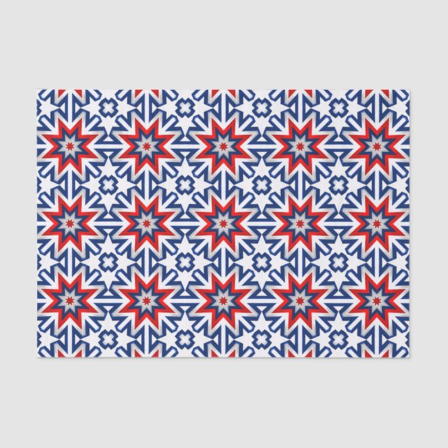 Papier Mousseline Motif Patriotique Rouge Bleu Bleu (Recto)