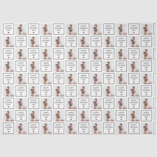 Papier Mousseline Motif photo personnalisé de Fête des pères heureus (Recto)