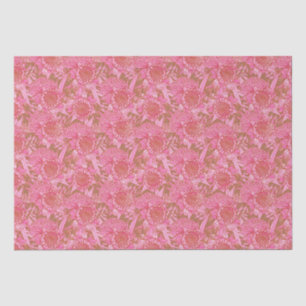 Papier Mousseline Motif Pink Australian Protea Et Waratah
