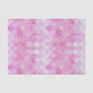 Papier Mousseline Motif Pink Pastel & Gold Shimmer Mermaid