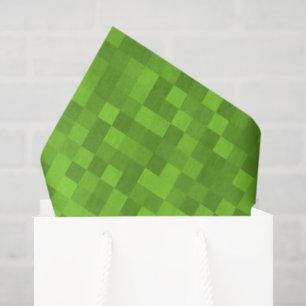 Papier Mousseline Motif Pixel Vert Rétro Jeu 8 Bits