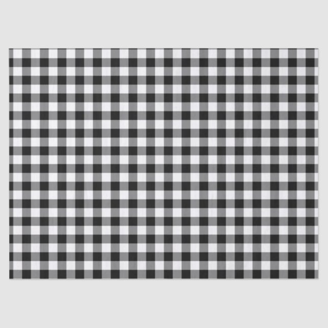 Papier Mousseline Motif Plaid en noir et blanc (Recto)