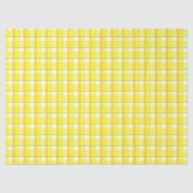 Papier Mousseline Motif Plaid jaune et orange (Recto)