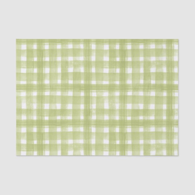 PAPIER MOUSSELINE MOTIF PLAID VERT & BLANC (Recto)