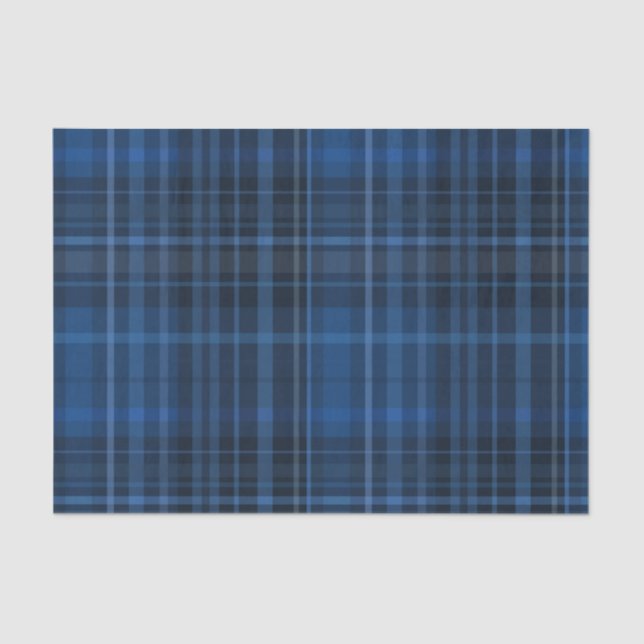 Papier Mousseline Motif plat bleu et noir Tartan (Recto)