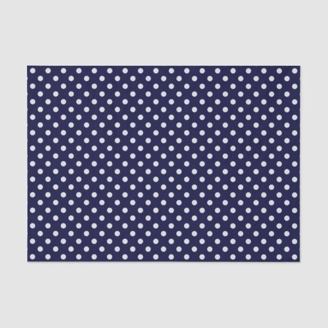 Papier Mousseline Motif Points Bleu Marine et Blanc (Recto)