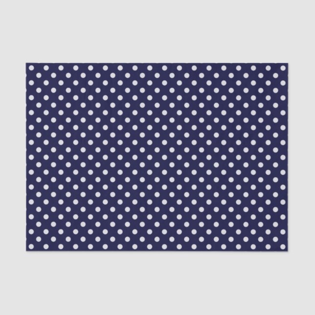 Papier Mousseline Motif Pois bleu et blanc de la Marine (Recto)