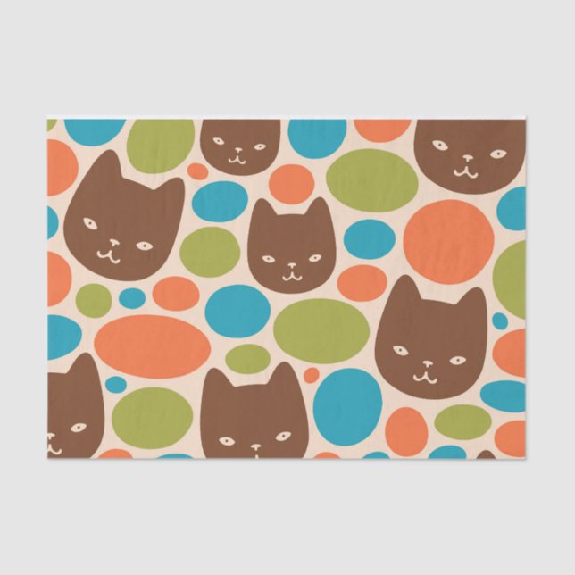 Papier Mousseline Motif Polka Dot Cats (Recto)