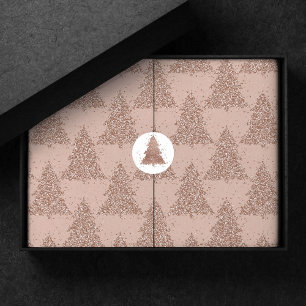 Papier Mousseline Motif Posh Tree   Glam Rose Gold Blush Noël