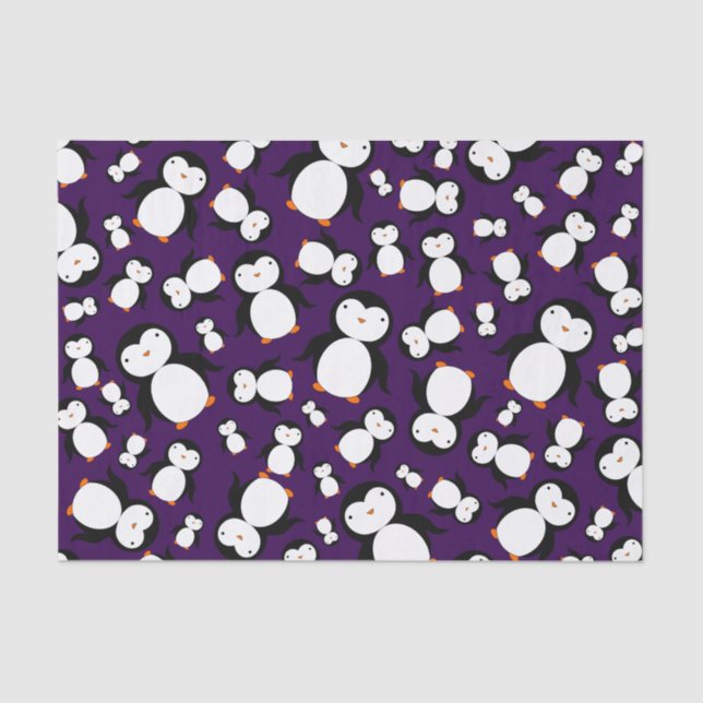 Papier Mousseline Motif pourpre mignon de pingouin (Recto)
