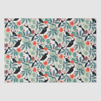 Papier Mousseline Motif Puffin Beige Chaud