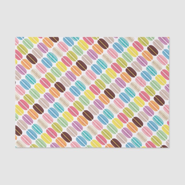 Papier Mousseline Motif Rainbow French Macarons (Recto)