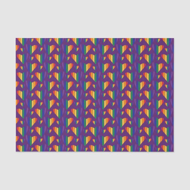 Papier Mousseline Motif Rainbow Hearts (Recto)